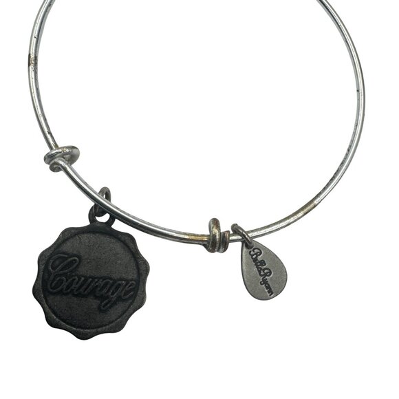 Bella Riann Courage Charm Bracelet Adjustable Bangle Silver Tone Stainless Steel - Picture 5 of 5